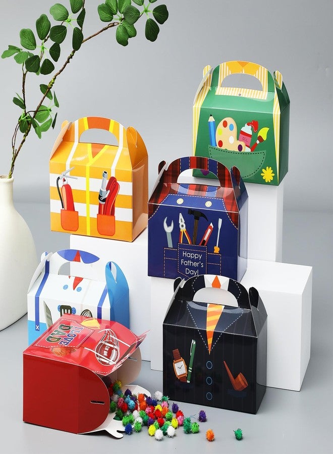 QOUBAI 48pcs Father's Day Gift Boxes Best Dad Paper Treat Boxes Happy Father’s Day Party Favors Box with Handle Decorations I Love Dad Candy Goodie Bags Party Supplies for Men Papa Grandpa(6 Styles) - Image 5